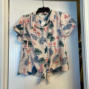 NWT Sienna Sky Tropical tie button up shirt